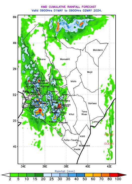 Tuesday and Wednesday Rainfall forecast Maps