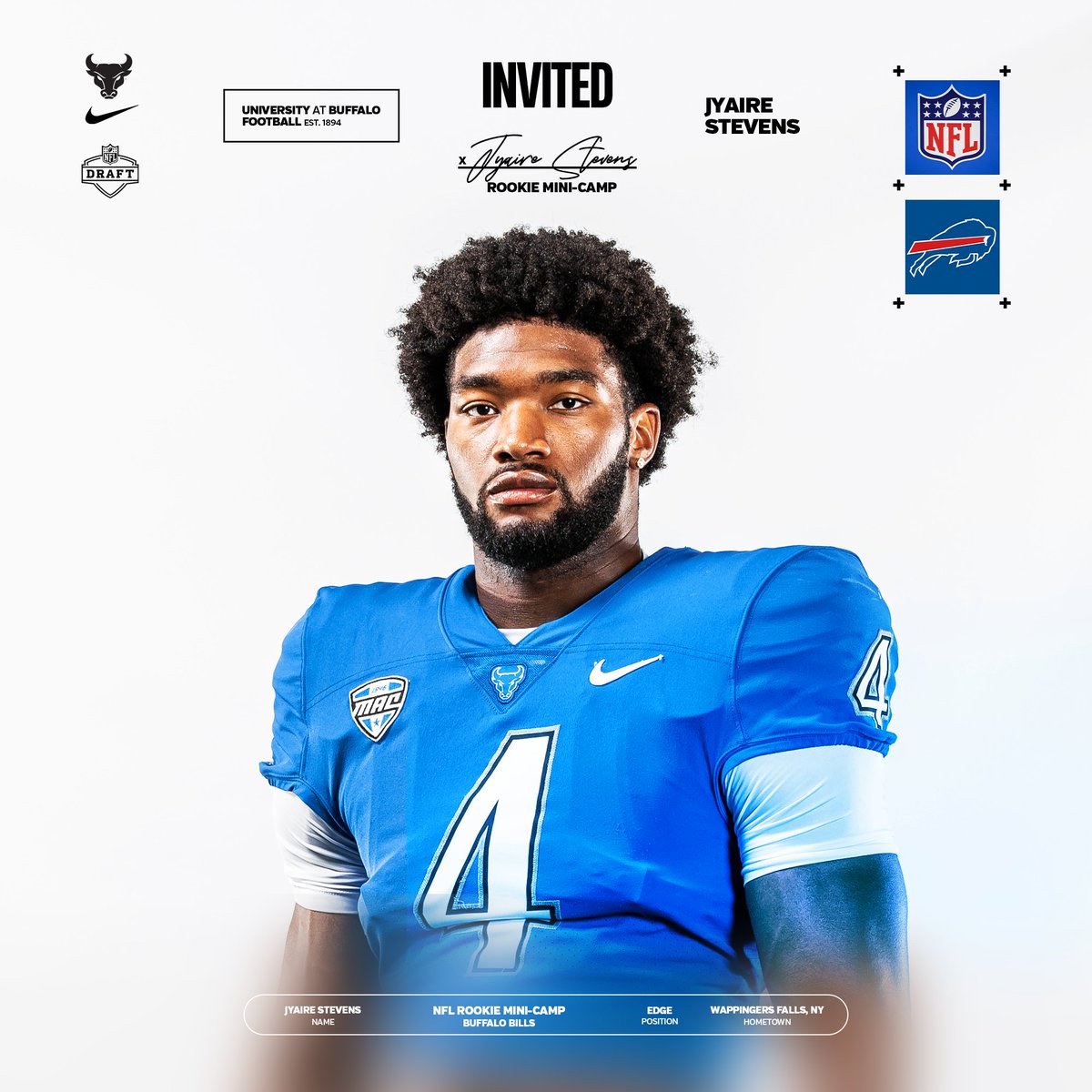 𝙄𝙣𝙫𝙞𝙩𝙚𝙙 ➡️ @BuffaloBills Congratulations @JyaireStevens 🤘 #UBhornsUP