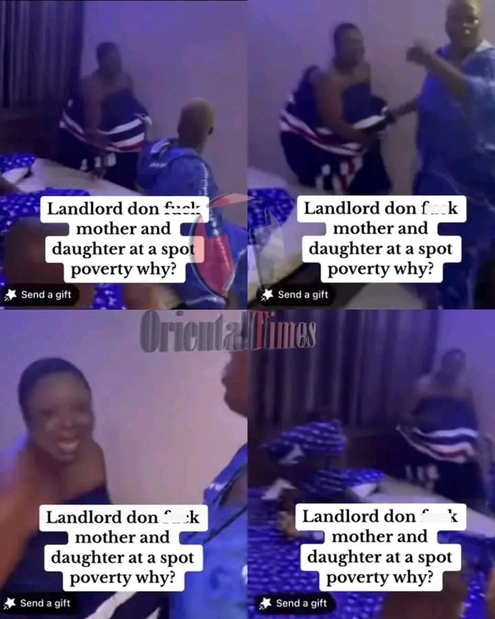 Apparently, in the video, the husband caught his landlord with his wife and daughter having a threesome... He kept shouting, '...because of poverty...' In life... As a man, make sure money is your top priority. You'll lose a lot of things due to its deficiency. Sad! 💔