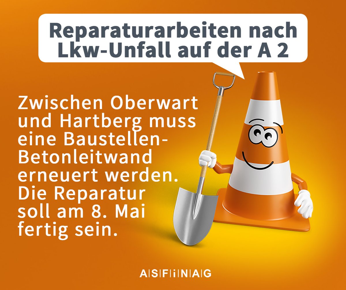 Reparaturarbeiten nach einem Lkw-Unfall auf der #A2 #SüdAutobahn zwischen Oberwart und Hartberg. Der Lkw krachte in eine #Baustellen-Betonleitwand, die jetzt erneuert werden muss.
🚧 Die Arbeiten sollen am Mittwoch, 8. Mai, abgeschlossen sein.
👉 Details: sohub.io/2hpk