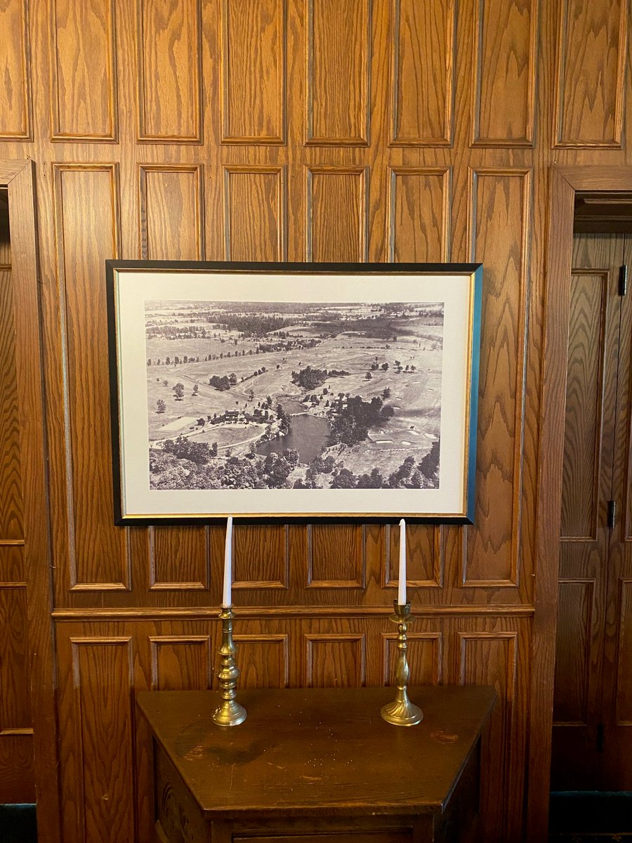 Finally, we hung this great aerial shot of the course from the 1920s, when all of these events took place. This will likely move once we get the Wadley replica, but it is a beautiful piece for the members to enjoy for now. #youngstowncountryclub #golfhistory