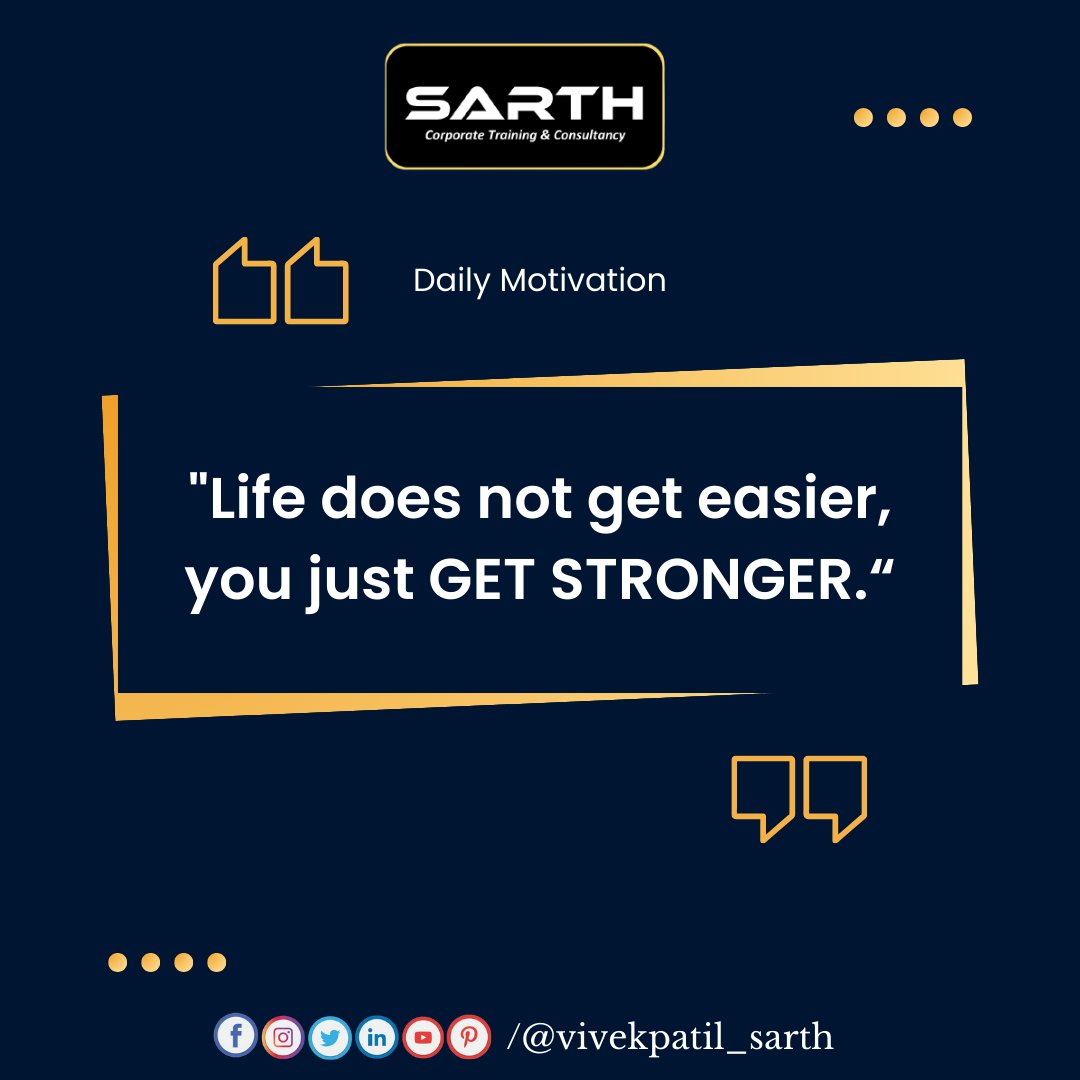 'Life does not get easier, you just GET STRONGER.'
#motivation #quotes #quoteoftheday #motivationalquotes #inspirationalquotes #inspirationdaily #quotesaboutlife #quotesdaily #motivated #youthempowerment #nashikcity