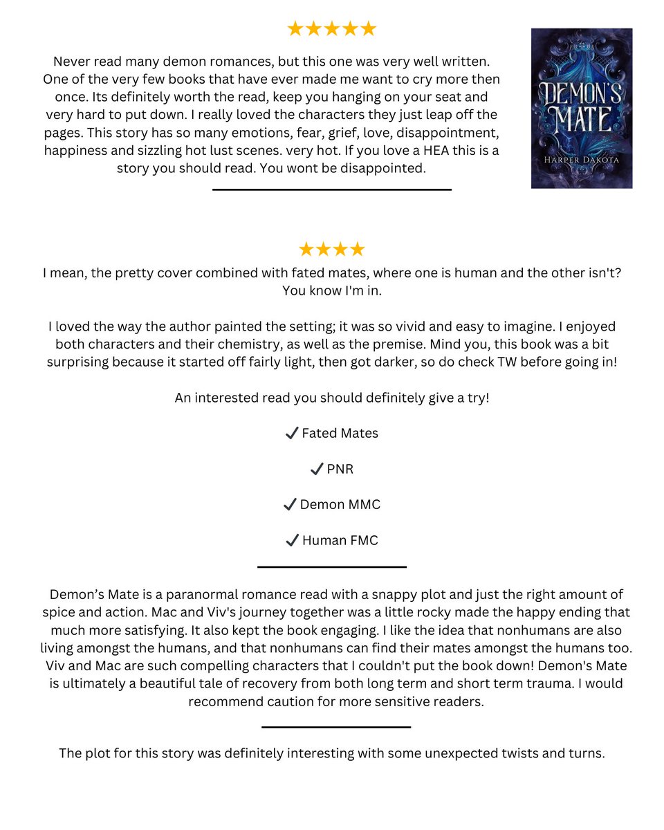 You guys are the best!
Thank you all for the amazing reviews!
mybook.to/Demons_Mate
#paranormalromancebooks #demonromance #demonromancebooks #foundfamily #fatedmates #secondchanceromance