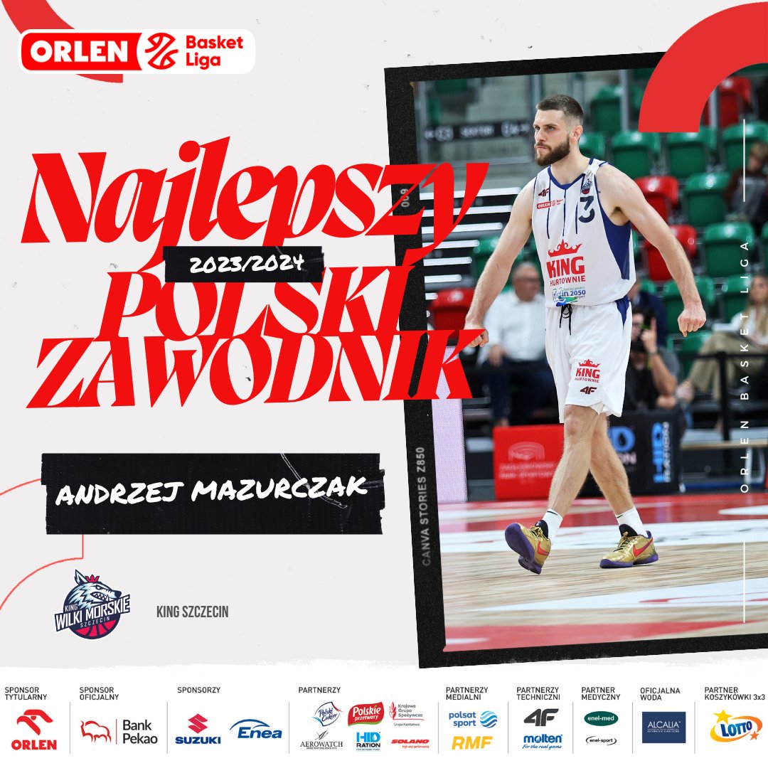 👏 Andrzej Mazurczak z @KingWilki to najlepszy polski zawodnik sezonu zasadniczego 2023/24 #ORLENBasketLiga 

Wyboru dokonali trenerzy klubów #PLKPL 

Więcej ➡️ plk.pl/aktualnosci/n/…

@GrupaORLEN @TeamORLEN @BankPekaoSA @PolskaSuzuki @kgs_pl #Enea