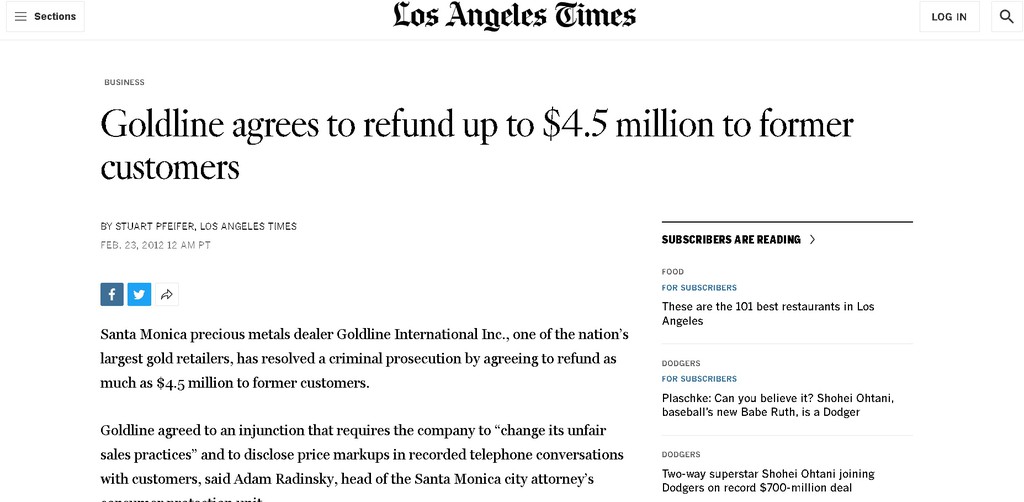 As part of the settlement approved by a Los Angeles County judge, Goldline conceded to change its sales practices and clearly reveal price markups during recorded sales calls. Read more 👉 lttr.ai/ASCpW #gold #silver #goldira #silverira #nikolaroza