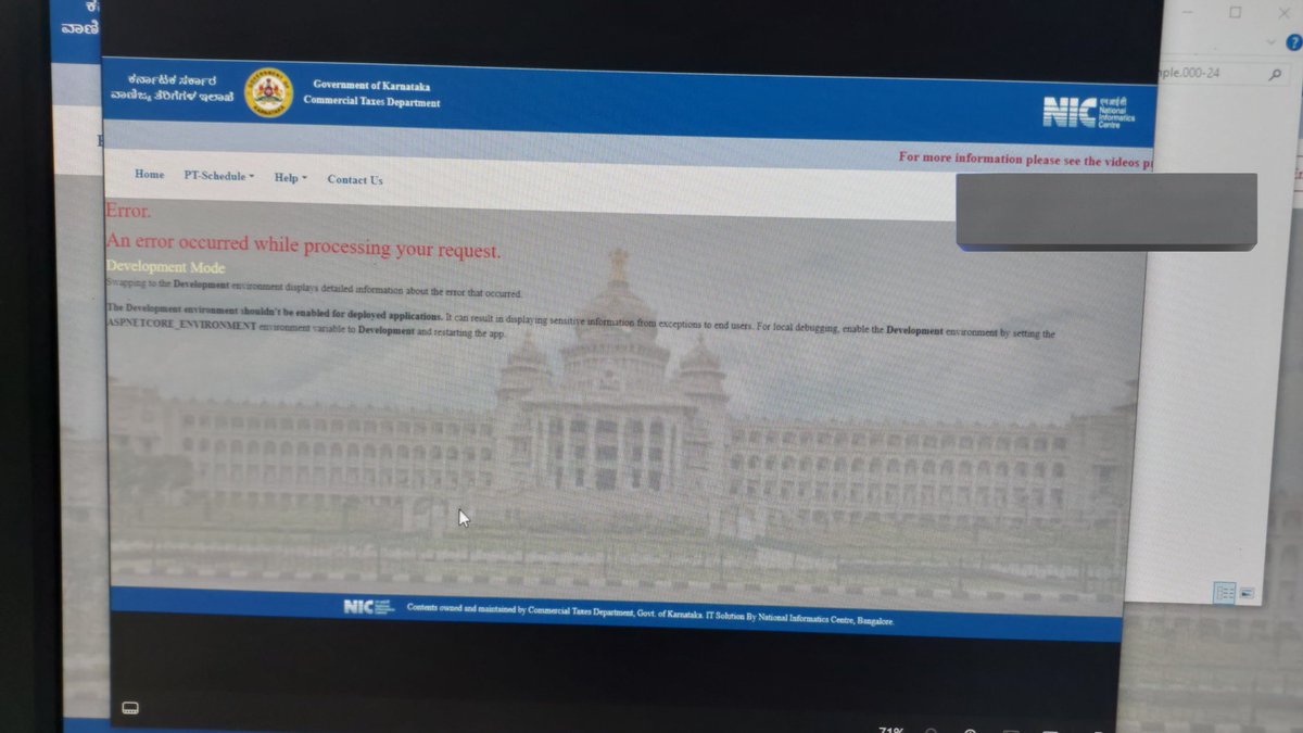 dikshith171's tweet photo. @CMofKarnataka @KarnatakaCTD #karnatakaprofessionaltax #karnatakapt website throwing error since past few days, even now..how to make payment and file returns within  time?? pls help https://t.co/0yNlP75Ndj