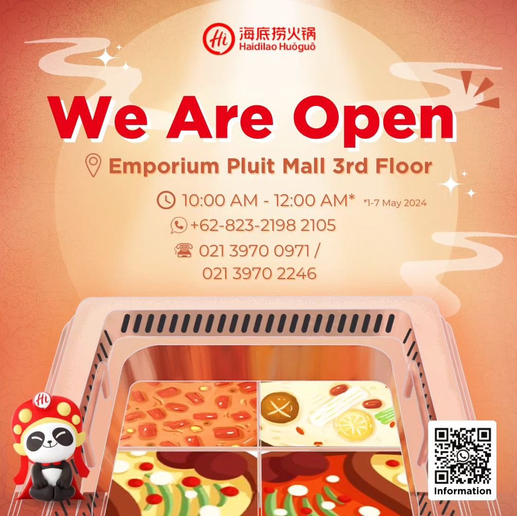Good news for Haidilao Fans! We’re excited to announce that Haidilao Emporium Pluit Mall opens tomorrow, May 1st. Don’t miss out on the opportunity to dine at Haidilao with its unique concept!✨😉 Haidilao | 3rd Floor, EPM