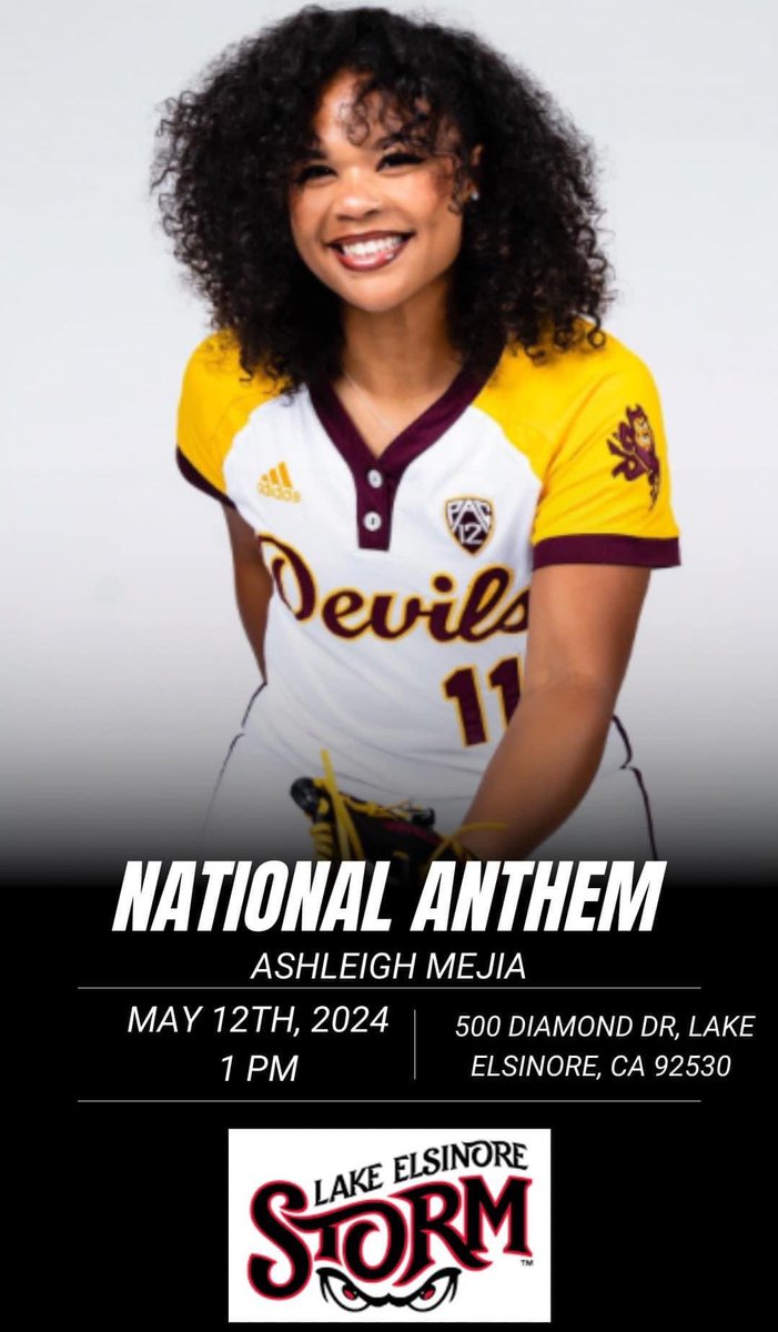 Surprise! I’ll be singing the National Anthem May 12th Mother’s Day at the Lake Elsinore Storm Baseball Game! @Storm_Baseball