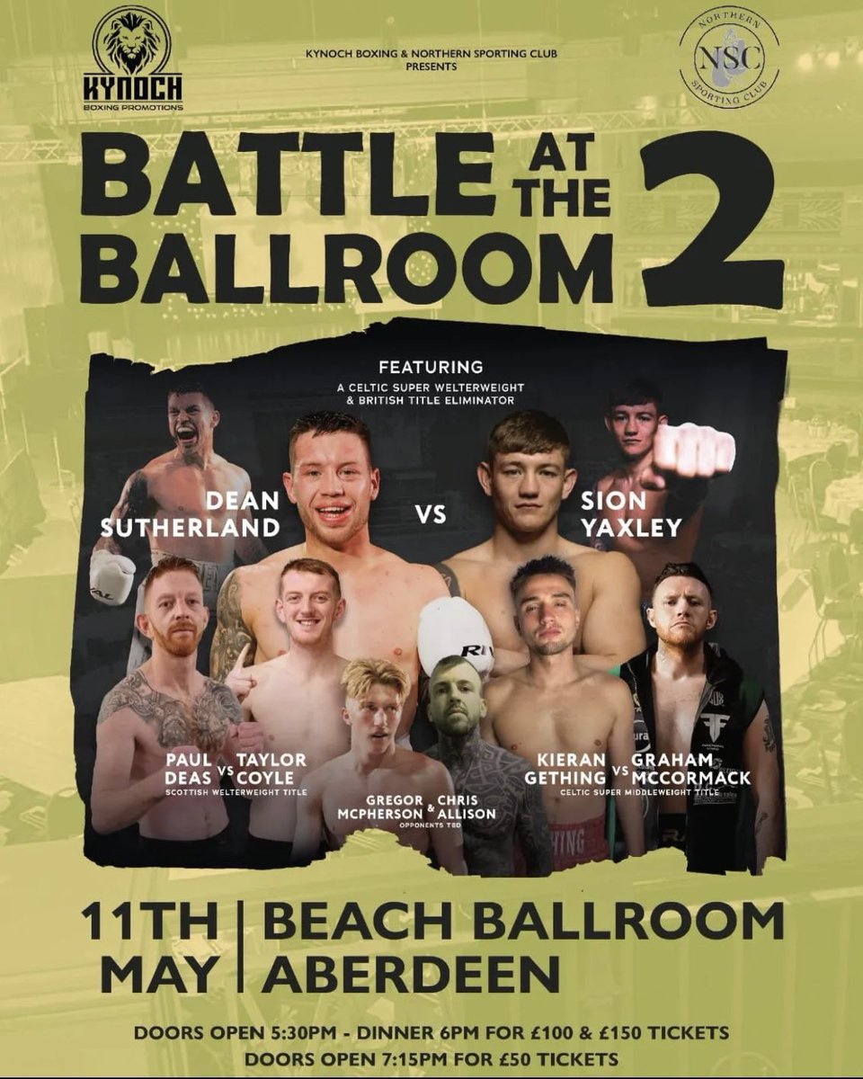 May 11th card is an absolute cracker💥 3 Championship Title fights 5 Fight Card Local Talent Iconic Venue What more can you ask for!! @KynochBoxing @Northern_SC_Ltd @SamKynoch @TEXO_UK