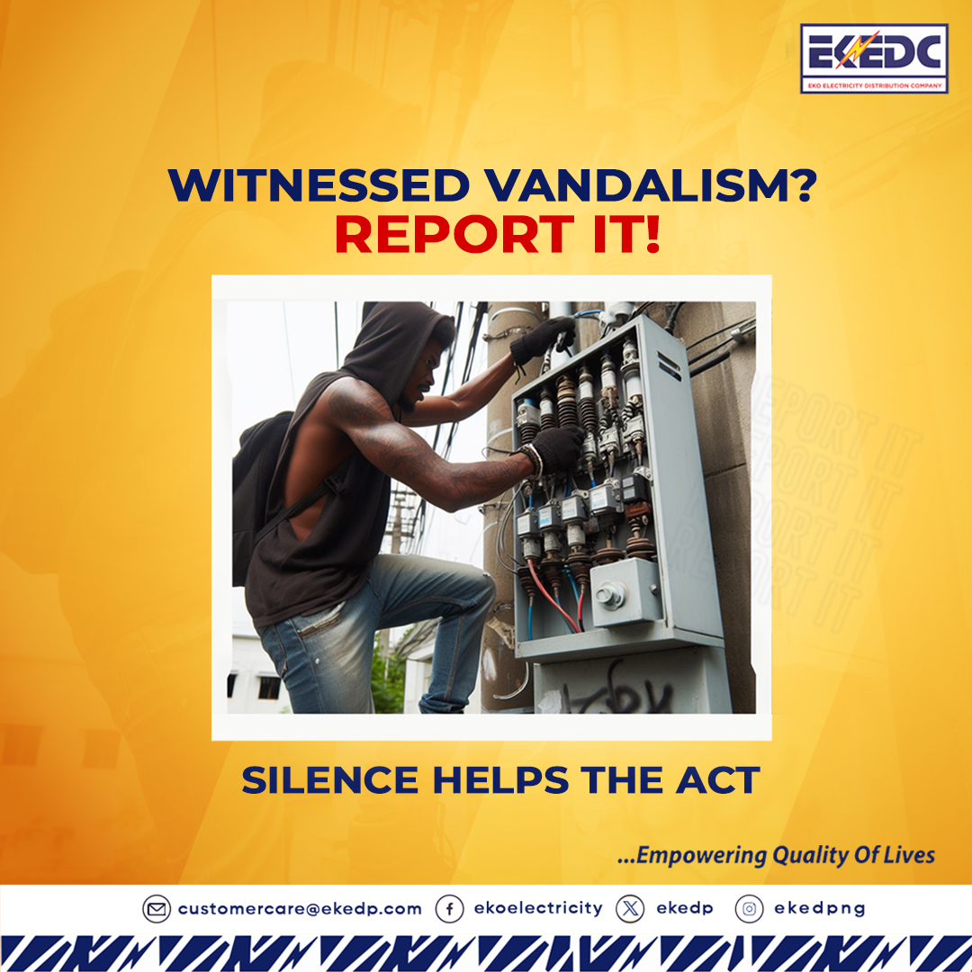 Did you witness vandalism? Remember, staying silent only helps the perpetrator. It's important to take action, speak up, and report it. Together, we can combat vandalism effectively. #EKEDC #EmpoweringQualityofLives #Vandalism