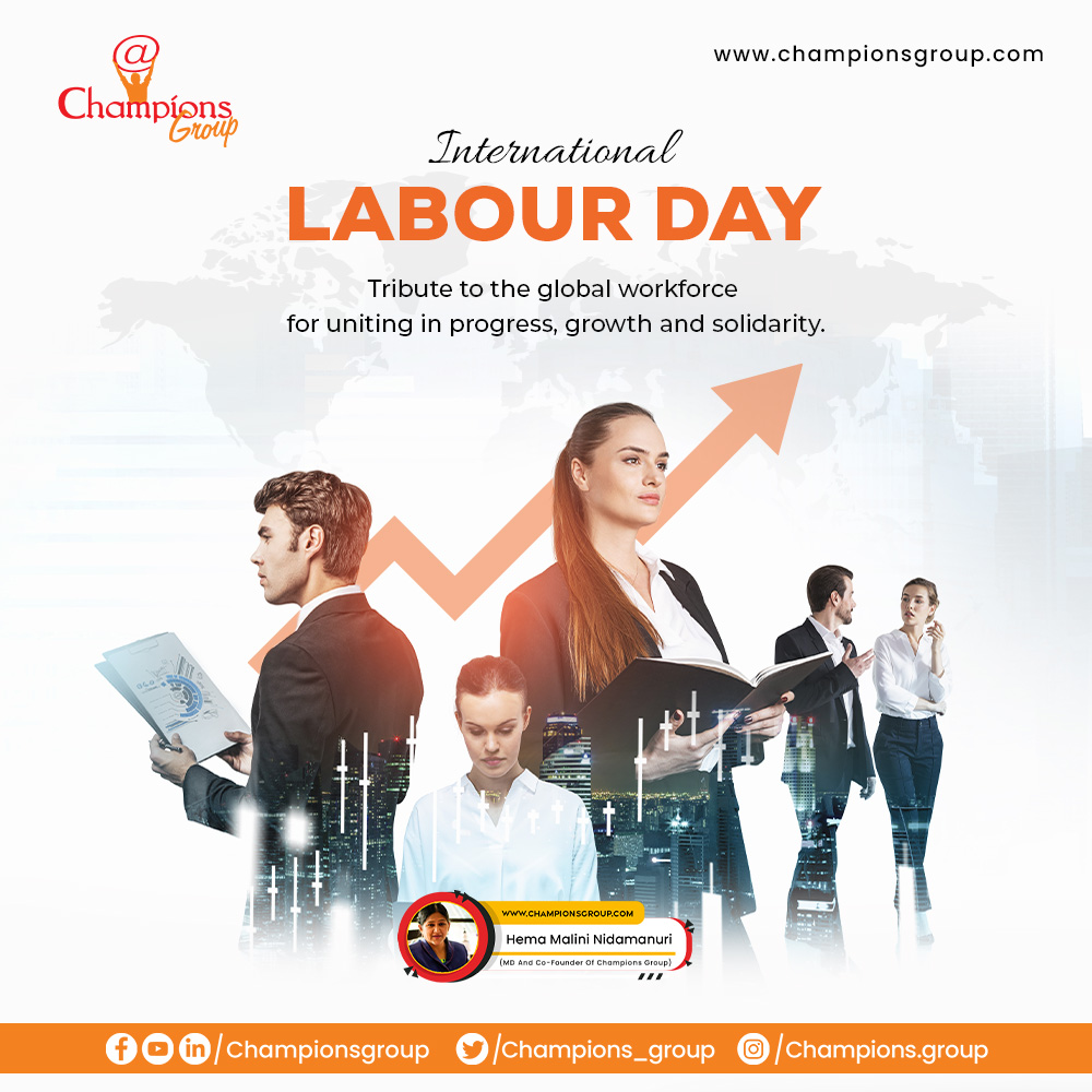 🌍 Happy Labour Day, Champions! 🛠️ Today, we honor the hard work and resilience of the global workforce 🌟 Let's continue to strive for progress, growth, and solidarity in everything we do! 💼💪 #LabourDay #ChampionsGroup