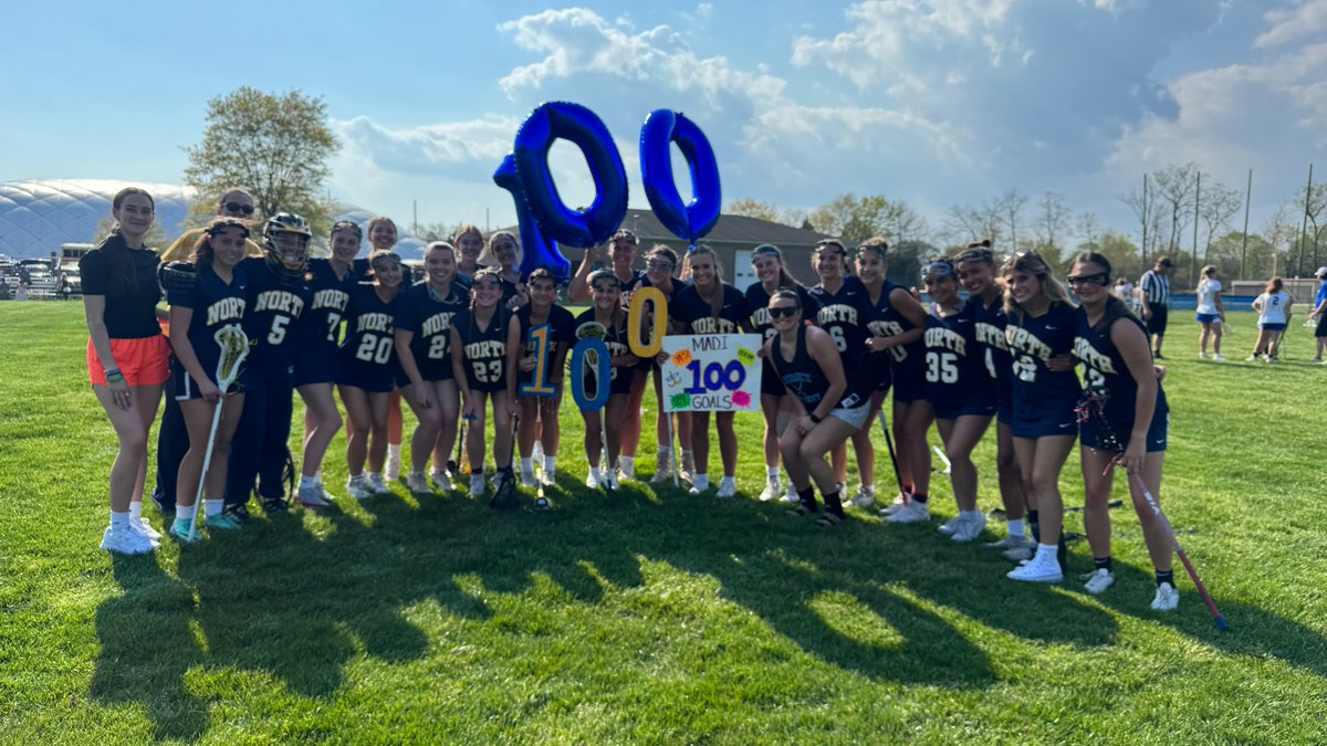 That's 1⃣0⃣0⃣ career 🥍 goals for High School North's Madi Eollo, who celebrated by scoring three more goals to make it 103, actually. Classic Madi. 👏👏👏