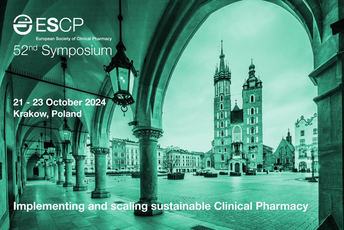 *not to be missed* #ESCPKrakow24 Submit you abstract and join us in beautiful Krakow, Poland, 21.-23.10.2024, on the theme of ‘Implementing and scaling sustainable Clinical Pharmacy Practice’. Click here for submission (opened by 17 May 2024) 👉 bit.ly/4aDy9NL