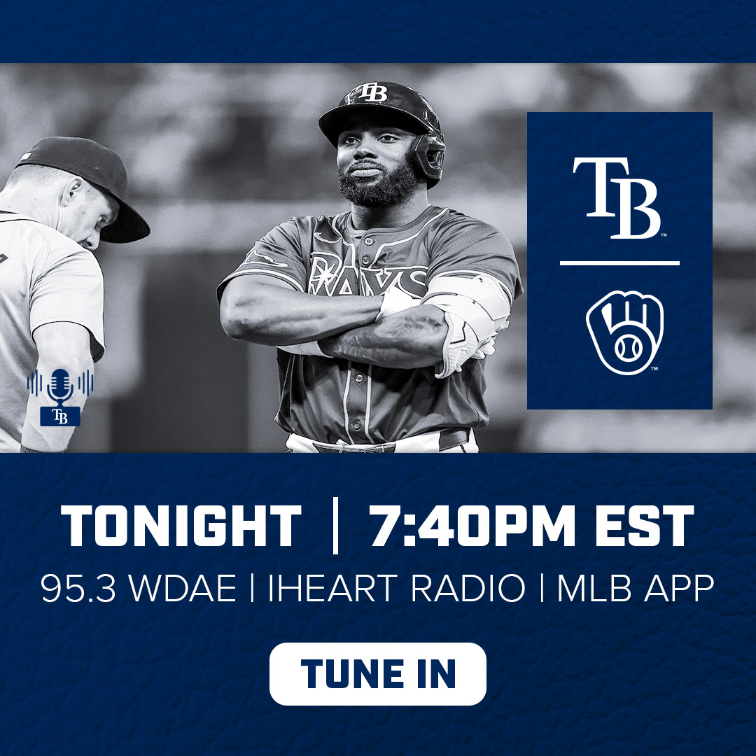 The #Rays look for back-to-back wins over the Brewers as they continue their series in Milwaukee! We have you covered with all the action, beginning at 7:00 p.m. with @ChrisAdamsWall on the pregame show. Then, @neilsolondz and @DougWaechter10 have the call on @953WDAE!