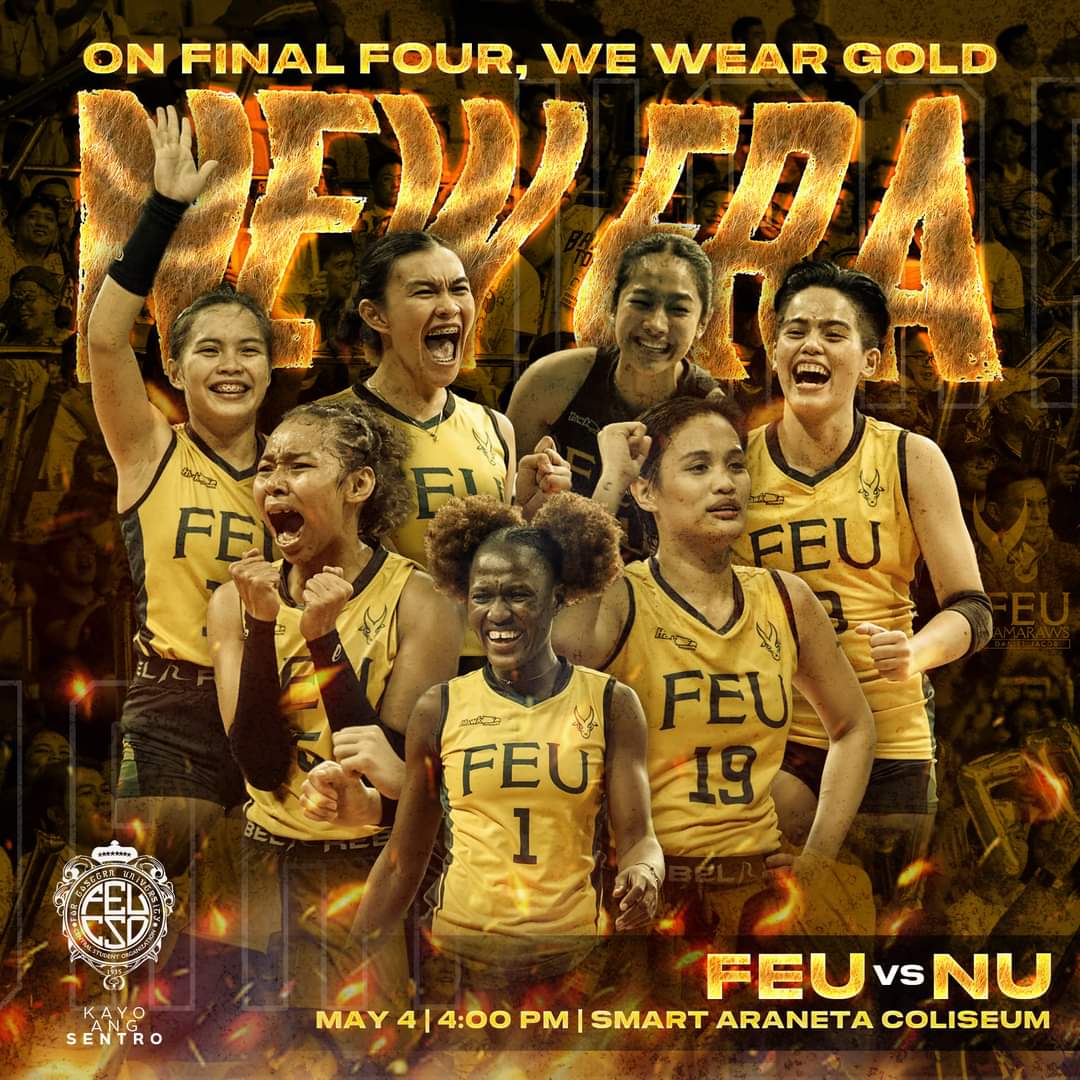 CHARGING TOWARDS OUR COMEBACK STORY A new era dawns upon the FEU Womens' Volleyball Team. It's been long, but we charged our way back into the Final Four. From the depths of a 1-13 standing in Season 84, our path to redemption has been marked by perseverance and dedication.