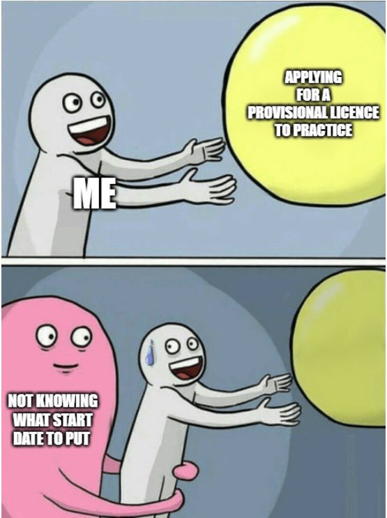 We've been getting @gmcuk emails to apply for our provisional licenses to allow us to practice medicine in the UK but there is a slight issue... we don't know what date we are starting - because we don't know where we will be working