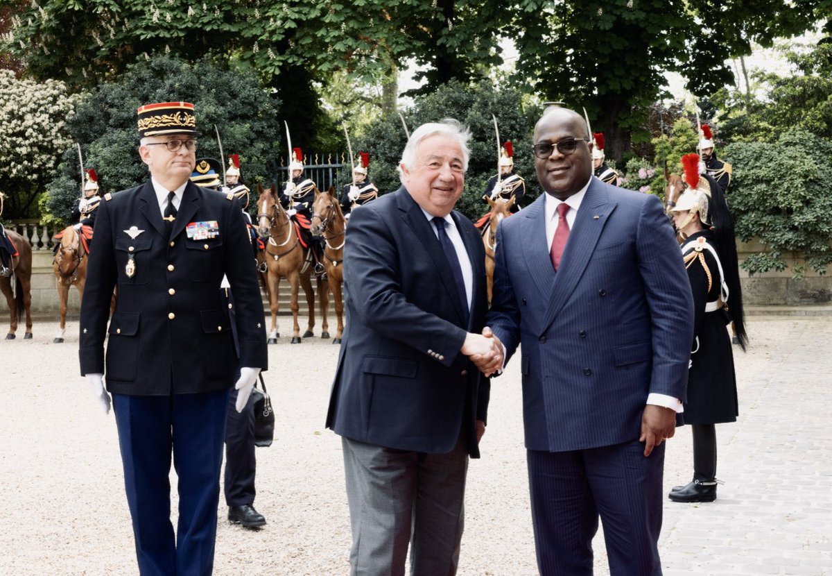 Guerre dans l'est de la #RDC 🇨🇩, le Président du sénat Français dennonce les incursions Rwandaises sur le sol congolais. 'J’ai reçu @FelixTshiseked , Président de la République démocratique du Congo au @Senat , la population congolaise paye un prix humain très élevé du fait des