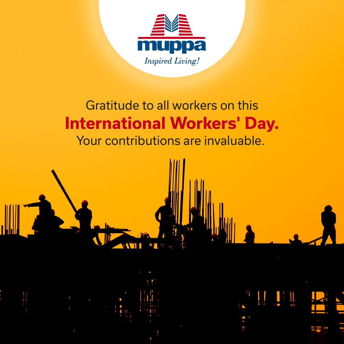 To the workers who make a difference every day: Happy International Workers' Day! Your contributions are invaluable, and your dedication lights up our world. 

#MayDay #TeamUnity #Muppa #MuppaProjects #MuppaMelody #MuppaIndraprastha #RealEstate #Hyderabad