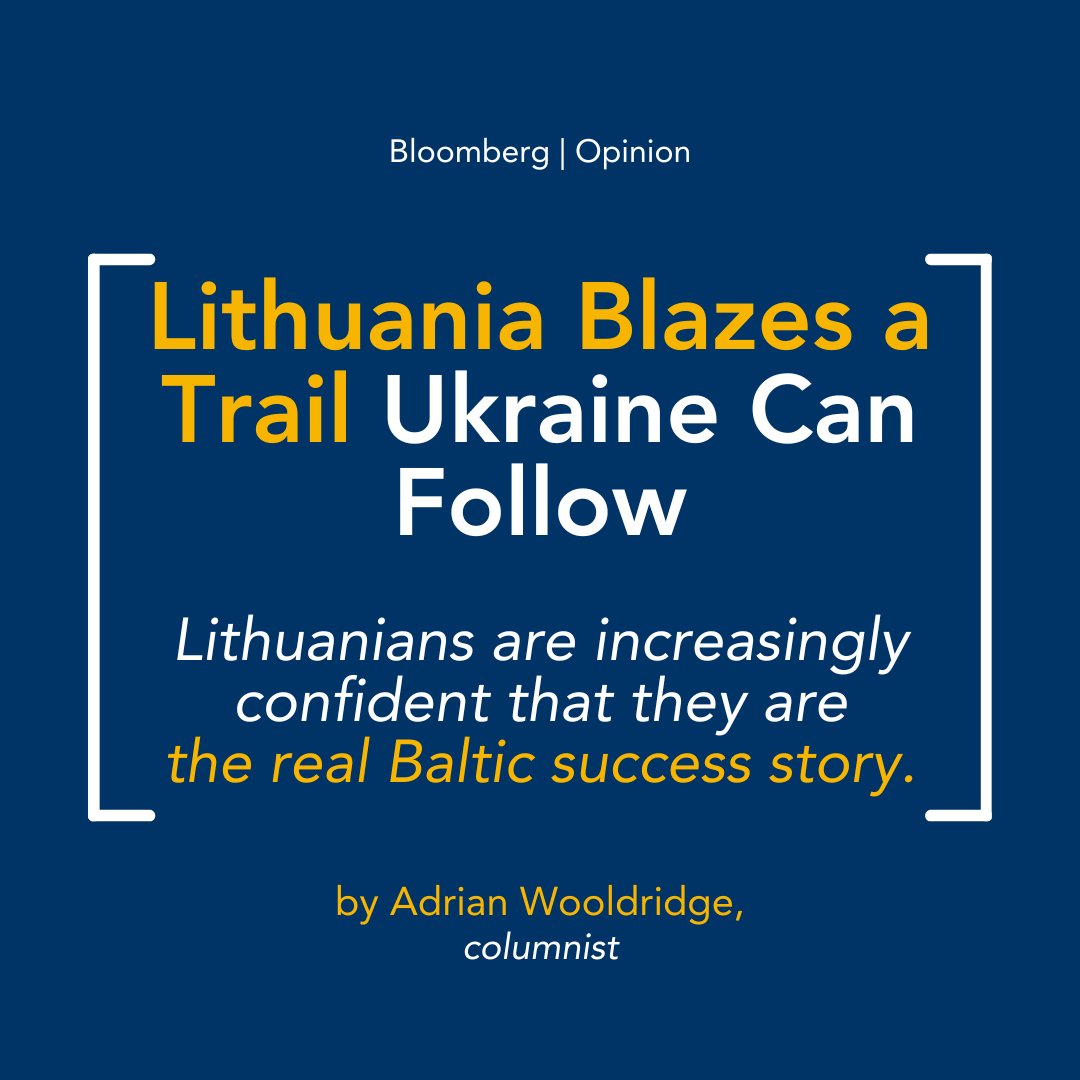 “Lithuania has three clusters of excellence” - it’s the biggest EU center of fintech innovation, a center of excellence in lasers & it does world-class work in pharmaceuticals. Lithuania’s biggest resource, however, is “its commitment to nation-building”. bloomberg.com/opinion/featur…