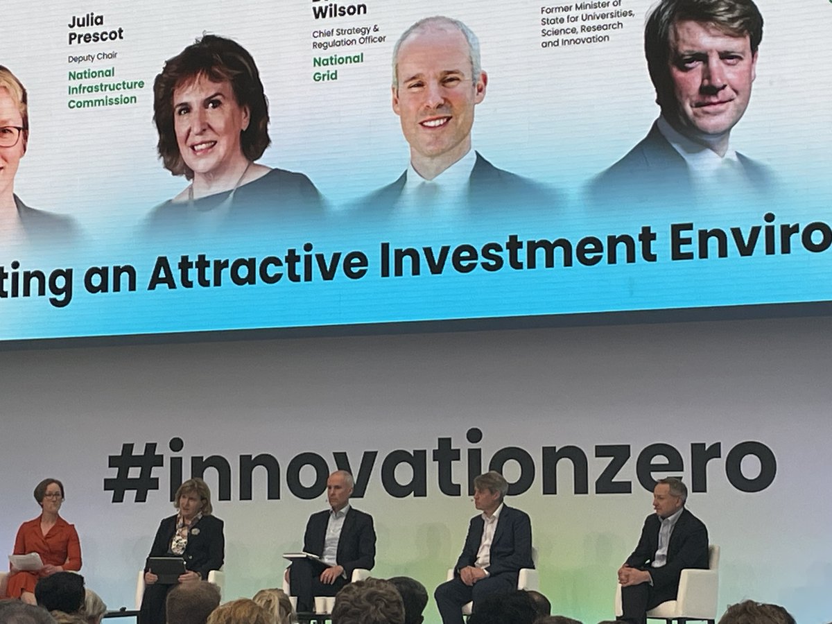 Our Dep. Chair Julia Prescot at #innovationzero today said 'innovative business models, a consistent & clear policy framework and action on planning delays' are crucial to attract sufficient #private investment into UK #infrastructure - esp. #energy - to deliver #netzero goals