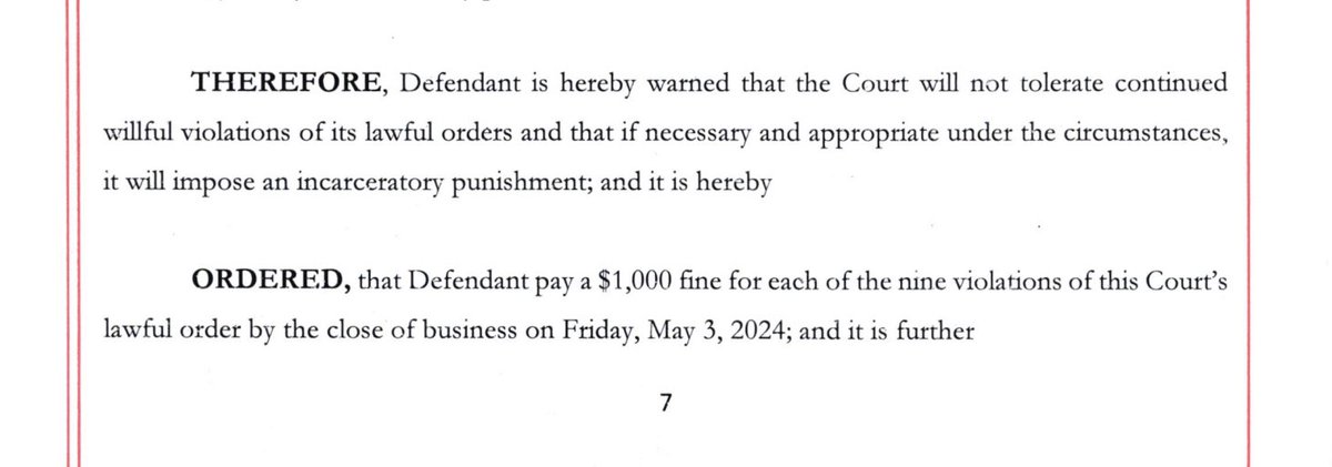 Last week, the prosecution in the Trump hush money trial asked for a warning of imprisonment for any continued gag order violations. It appears they got it.
