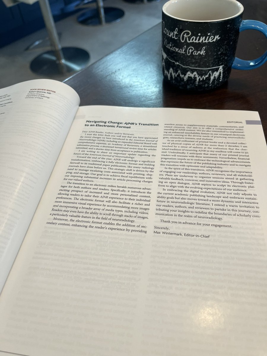 As I read the AJNR at the breakfast table this morning I can’t help but wonder how many more people like me are going to read it less when it stops coming in the mail. 

I don’t think this was the right move at all. Strong disagree. Would happily pay more for print!
#neurorad