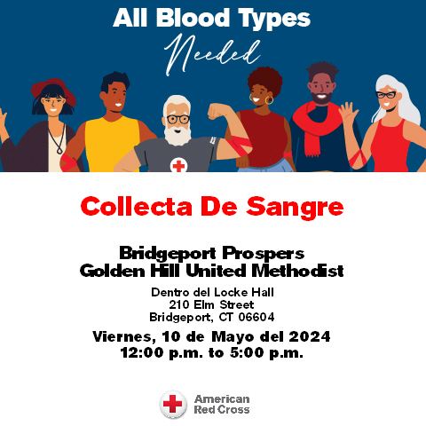 Join us for a blood drive with Bridgeport Prospers on Friday, May 10th, 2024 from 12 pm to 5 pm. Visit redcross.org/local/connecti… to schedule your appointment. Let's make a difference together!