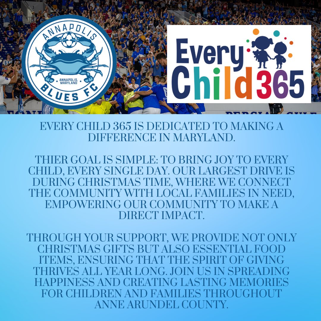 One of four participating organizations of the Annual Community Shield Match 💙 Every child 365’s goal could not be more simple… bring joy to EVERY CHILD EVERY DAY! 🥹 Reminder all proceeds from this match will be donated back to each one of these amazing organizations! 👏