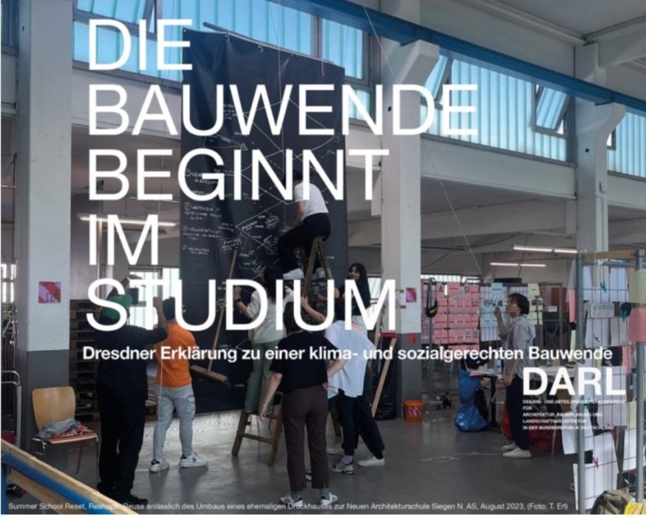 !!!MEGA STARK!!! Die Dekane- & Abteilungsleiterkonferenz für Architektur, Raumplanung & Landschaftsarchitektur (DARL) stellt sich hinter unsere Forderungen🔥😊 Link zu Dresdner Erklärung unter: lnkd.in/e9QZDQHk