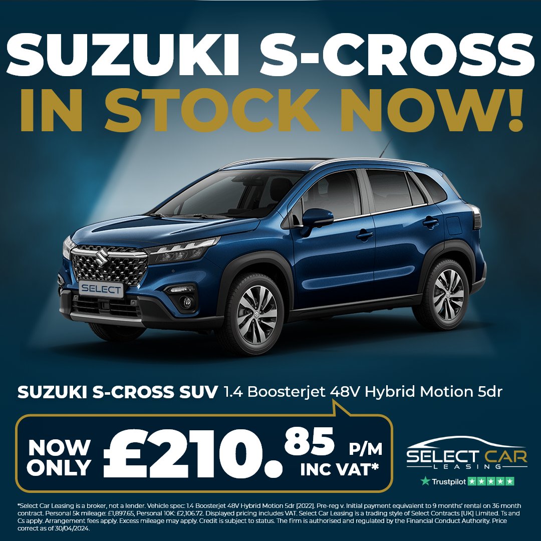 With a practical build and a hybrid engine, the Suzuki S-Cross is in stock now from £210.85 a month* Click the link to find out more → eu1.hubs.ly/H08TL2y0 *Price correct as of posting