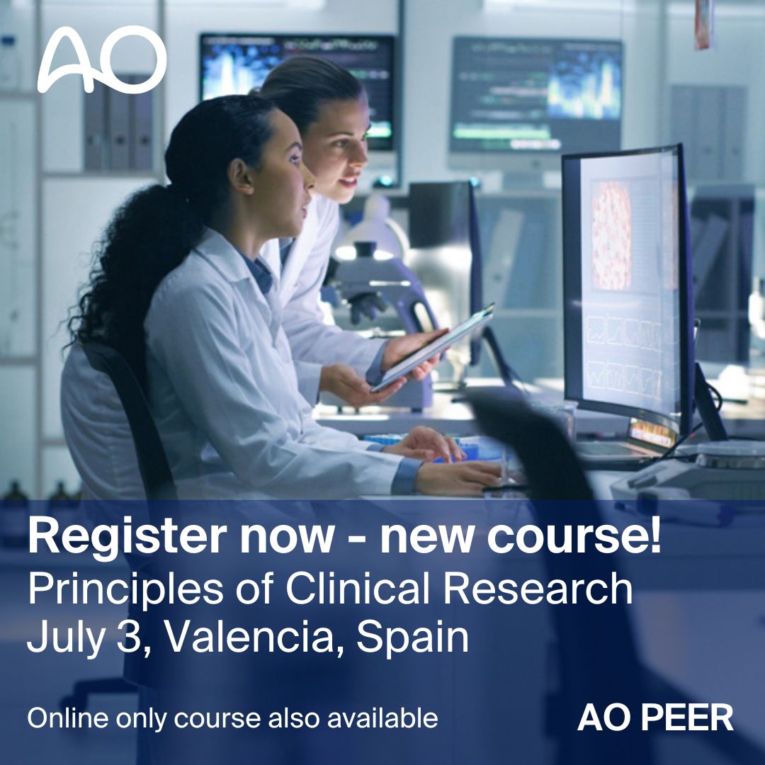 AO PEER Course—Principles of Clinical Research Jul 03, 2024 Valencia, Spain 🔊English Register now. brnw.ch/21wJjSB If you can't make it to Valencia, this course is also available online. brnw.ch/21wJjSC