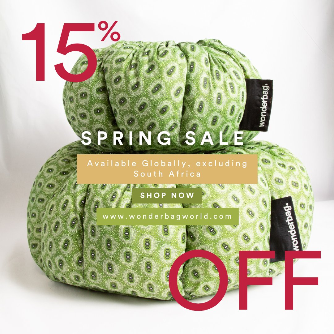 In celebration of the warmer weather starting to arrive in the Northern Hemisphere, we are offering a 15% discount to our Global market! Enjoy our Spring sale until 31 May! 💚 Shop online now - wonderbagworld.com *This special is not available in RSA.