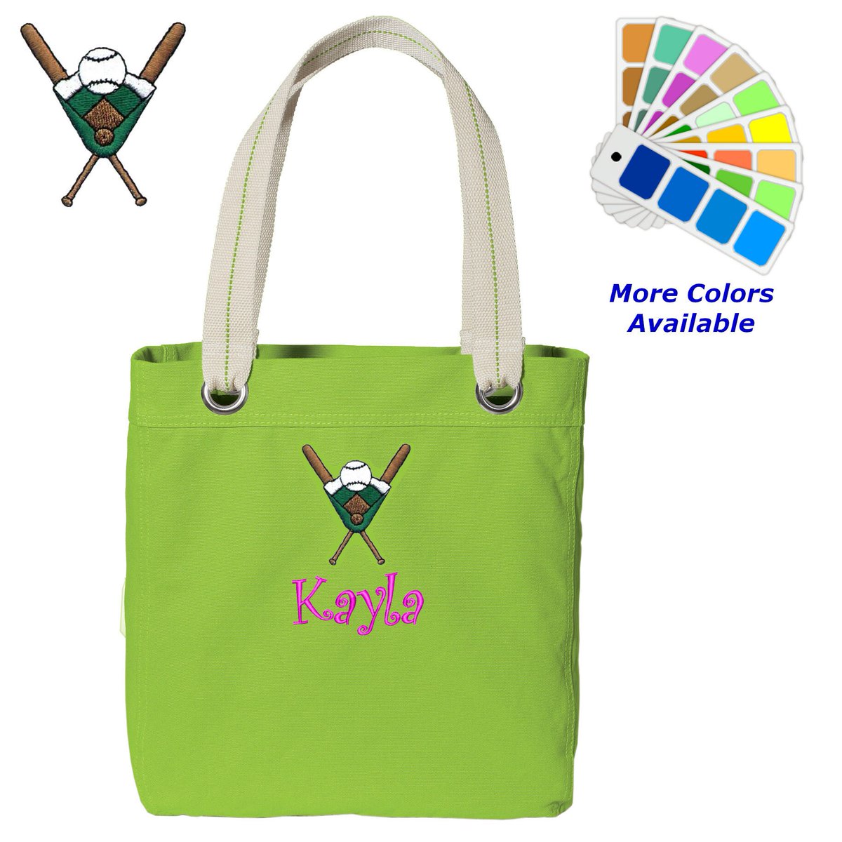 Personalized Canvas Tote Bag Baseball Logo Design Contrast Lined with Metal Grommets Embroidered with Name or Text of Your Choice etsy.com/listing/683971…
 #BoysGift #personalized