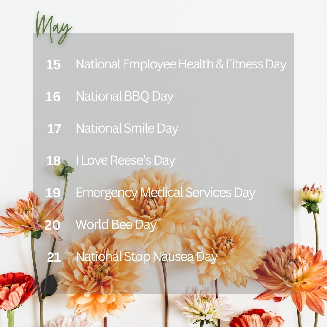 May is full of national days to celebrate! 📅

From National Nurses Day to National Chocolate Chip Day, there's something for everyone to enjoy. Let the festivities begin! 

#MayNationalDays #CelebrateEveryDay #FunTimes