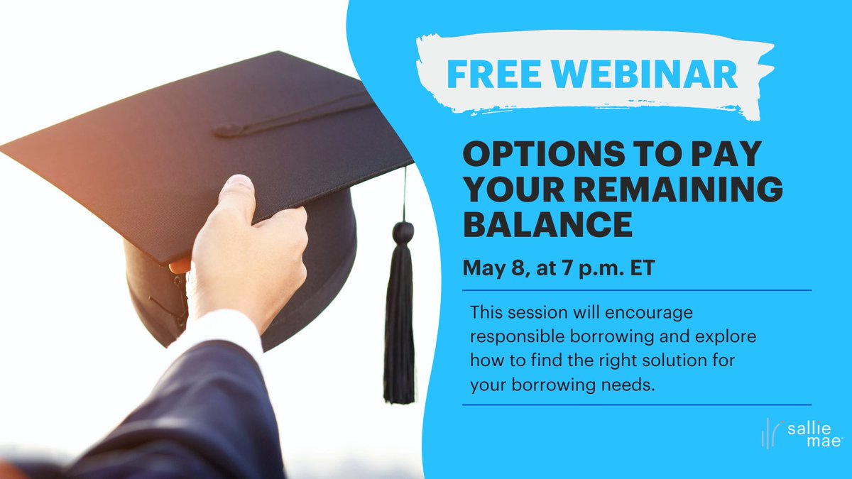 🎓 Join our #FREE webinar on May 8 at 7 p.m. ET to discover financing options after maximizing scholarships, grants, and other aid. Register now! Salliemae.com/events