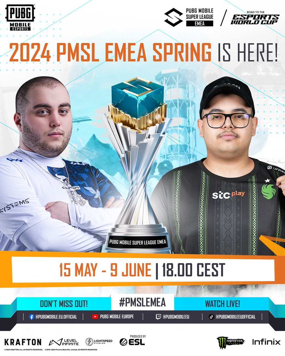 🔥 2024 PMSL EMEA SPRING is here! This will be the first PMSL tournament in the EMEA region. Who will forge ahead and claim the top spot? Don't miss the thrilling action from May 15th to June 9th! #pubgmobile #pubgm #pubgmesports #pubgmobileesports #pmsl #pmslemea #pmsl2024
