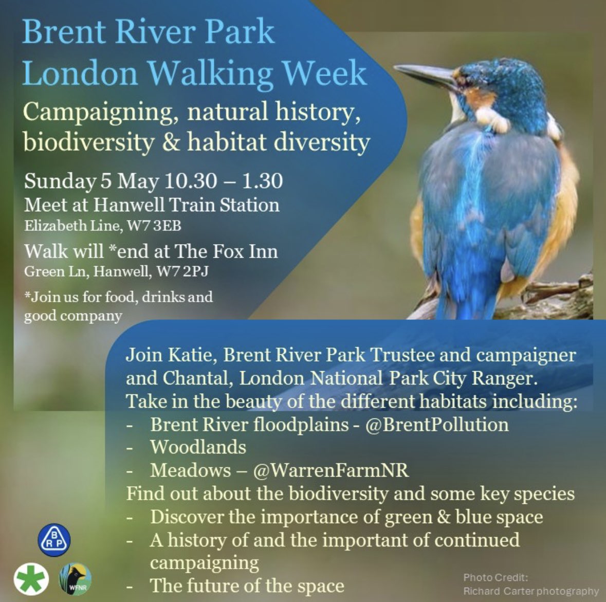 Excited to be kick-starting @LondonNPC London #walkingweek 🌿Come join us & @WanderfulLdn to find out how 49 years ago our charity campaigned to form the #BrentRiverPark, continuing today with the work of @WarrenFarmNR & @BrentPollution Let’s enjoy urban nature & wellbeing!💙🚶🏼💚