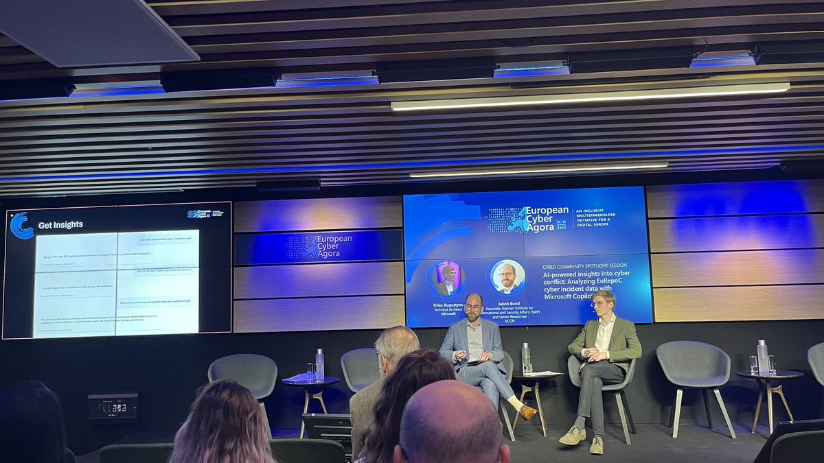 EuRepoC | European Repository of Cyber Incidents (@eurepoc) on Twitter photo 🌐Last week at <a href="/MicrosoftEU/">Microsoft European Affairs</a>'s #ECA24, we were thrilled to present EuRepoC during a spotlight session on AI-powered insights into #cyber conflicts. It was fascinating to see how feeding our data into Microsoft Copilot allows users to navigate our database & draw tailored insights. 🌐Last week at <a href="/MicrosoftEU/">Microsoft European Affairs</a>'s #ECA24, we were thrilled to present EuRepoC during a spotlight session on AI-powered insights into #cyber conflicts. It was fascinating to see how feeding our data into Microsoft Copilot allows users to navigate our database & draw tailored insights.
