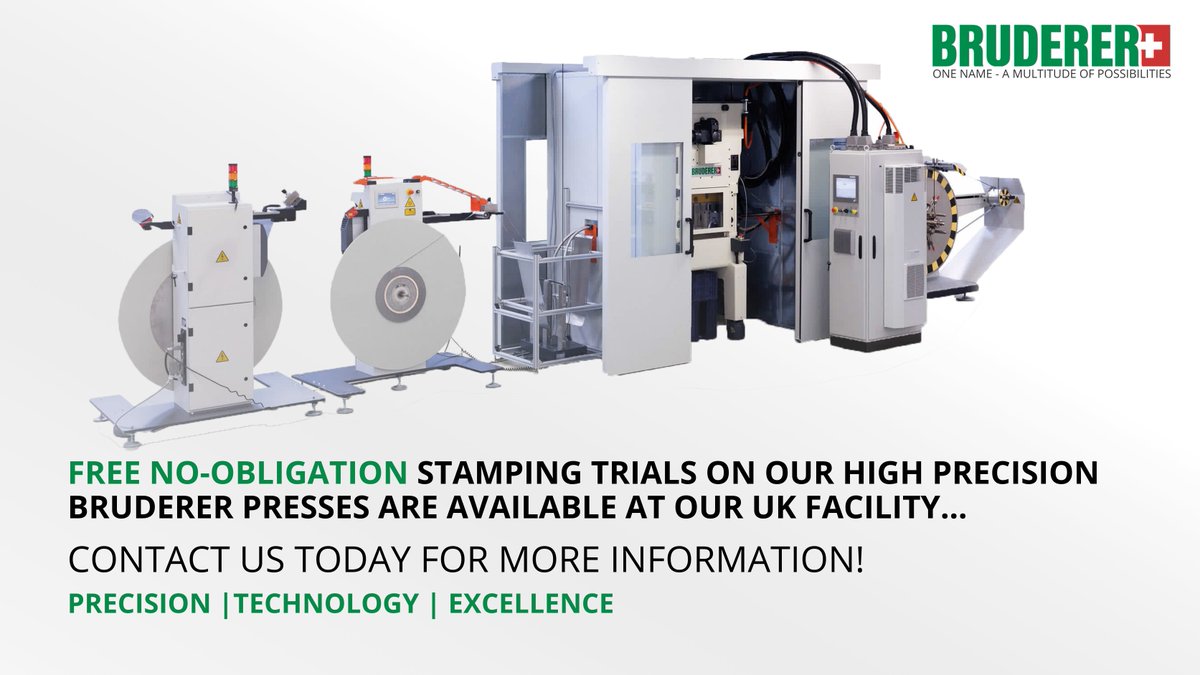 SEE THE BENEFITS A BRUDERER PRESS CAN BRING TO YOUR STAMPING OPERATIONS FIRST HAND -We offer full stamping trials at our UK works!

For more information, contact us at mail@bruderer.com

#Bruderer #Ukmanufacturing #Engineering #Ukmfg #Stampingpresses #Stampingtrials #Trials