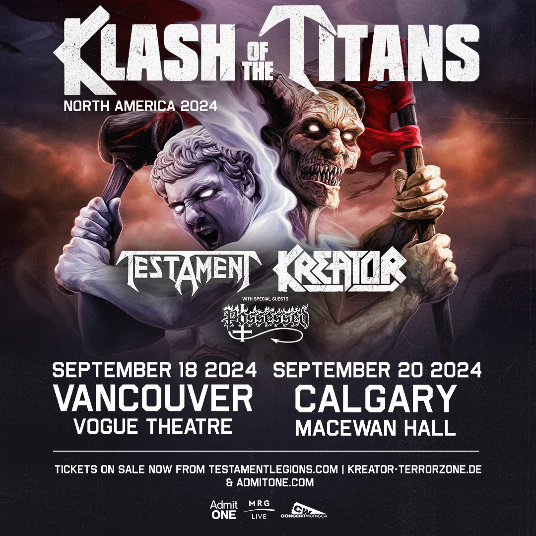Thrash metal bands @testament & @kreator are teaming up for the Klash of the Titans tour this September! Get tickets early during our presale with the code THRASHMETAL 🤘

🔗: bit.ly/44njyE9
Presale | 5/1 at 10AM local
On Sale | 5/3 at 10AM local