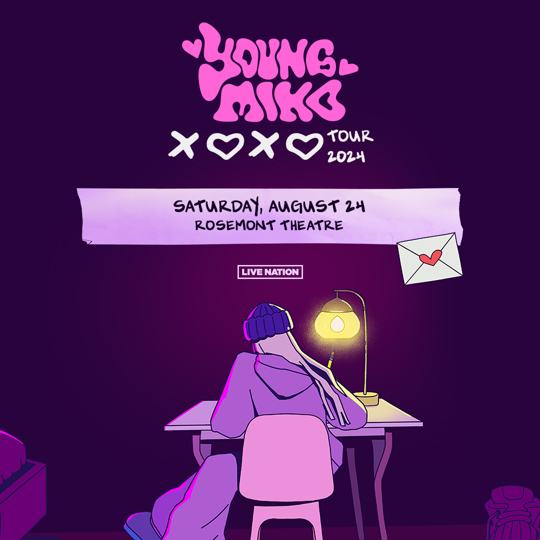 att.ention! Young Miko is coming to the Rosemont Theatre on August 24 for the 🗣 XOXO TOUR!💗 Tickets on sale this Friday May 3 at 10am local. 💌