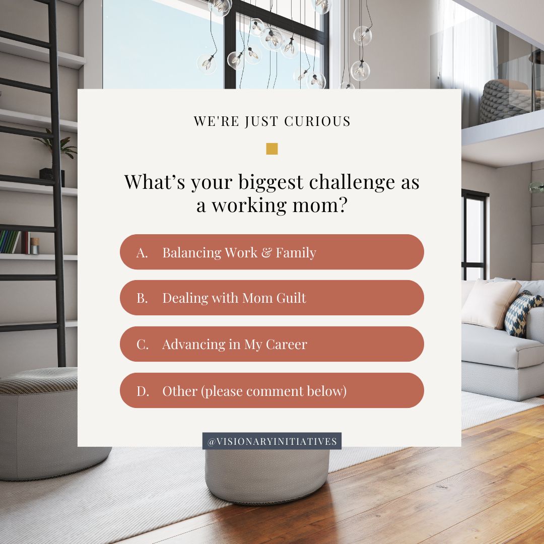 📊 What's your biggest challenge as a #workingmom?

A. Balancing work and family
B. Dealing with mom guilt
C. Advancing in my career
D. Other (please comment below)

Share your thoughts with us! #Empowerment#EmpoweringtheWorkingMom #worklifebalance #momguilt