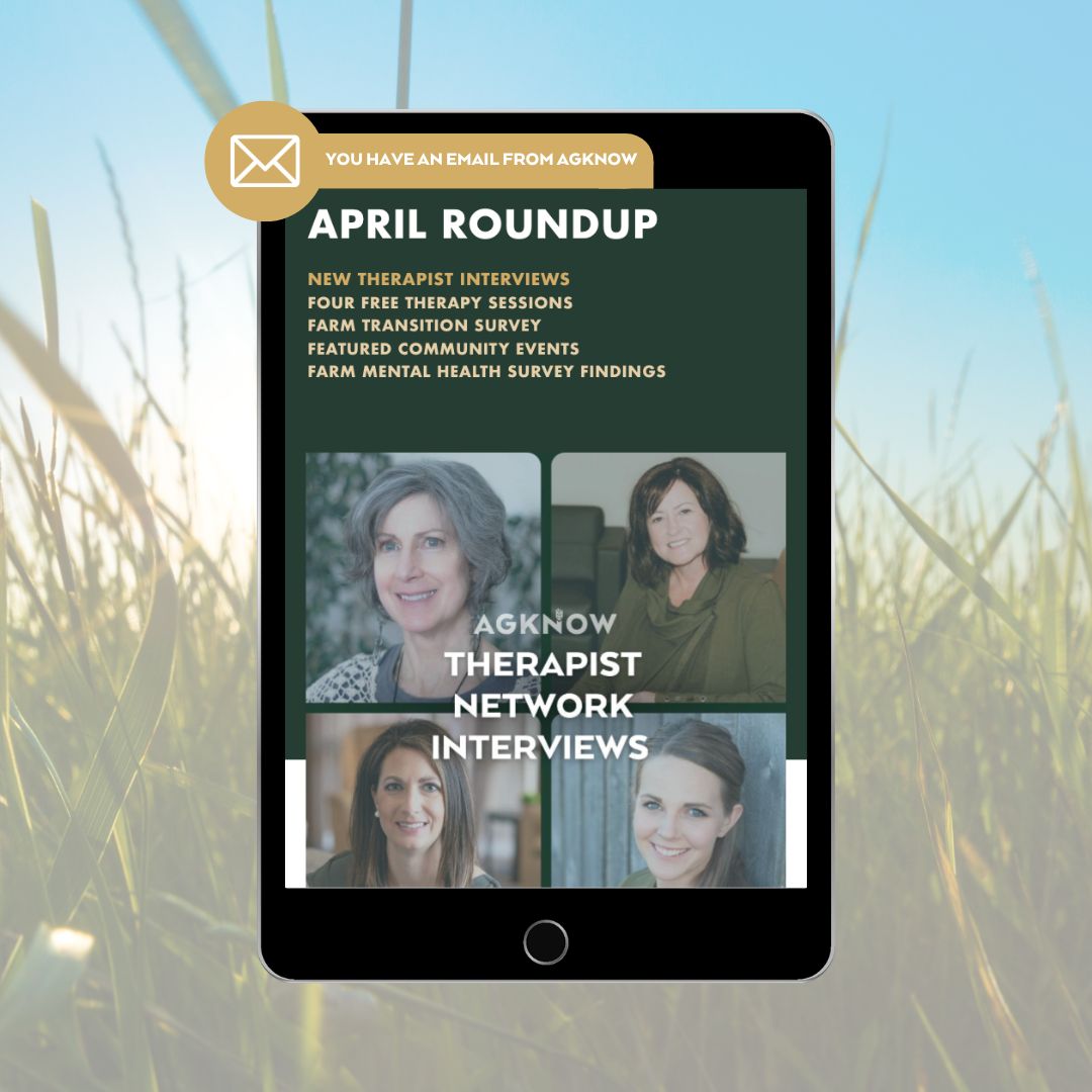 Our April newsletter roundup is here! Click on the link in bio to read more! #agknow #farmmentalhealth #farmmentalhealthnetwork #agriculture #ruralmentalhealth #canadianfarmer #ruralwellness #westerncanada #agtech @JohnDeere @RMEHQ