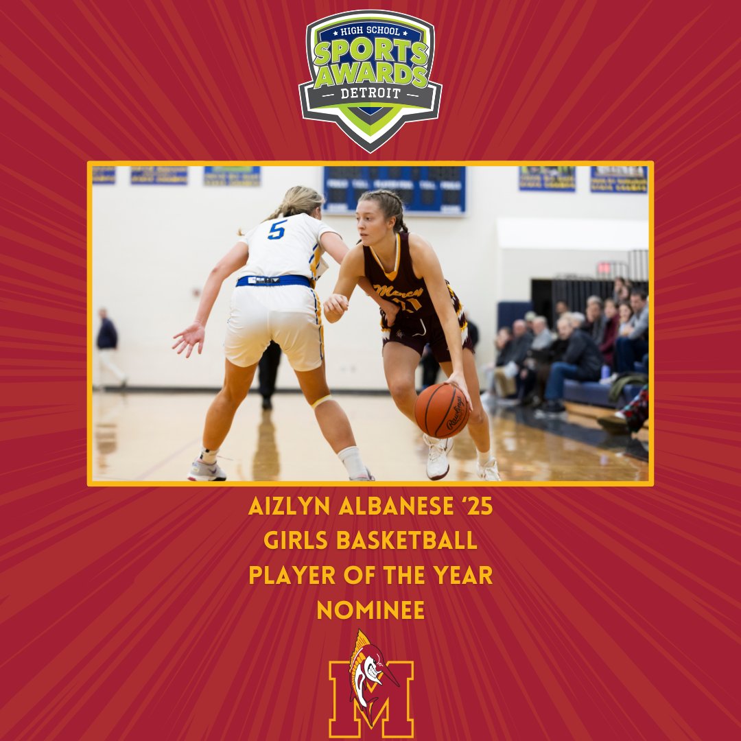 Congratulations to Mercy Varsity Basketball's Aizlyn Albanese '25 on being nominated for Girls Basketball Player of the Year at the Detroit High School Sports Awards! Let's Go Marlins! #mercybasketball #mercyathletics #mercymarlins #michiganhighschoolgirlsbasketball