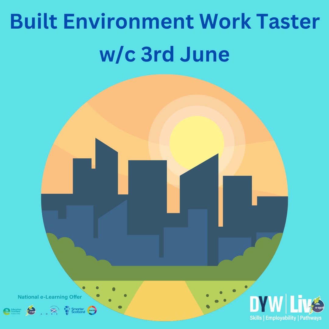 ***SPACES LIMITED*** Four day work taster on The Built Environment from entry level careers working on a construction site through to architects, civil engineers and site managers. e-sgoil.com/dyw-live-cours… @eSgoil @EducationScot @ESskills @DYWScot #NeLO