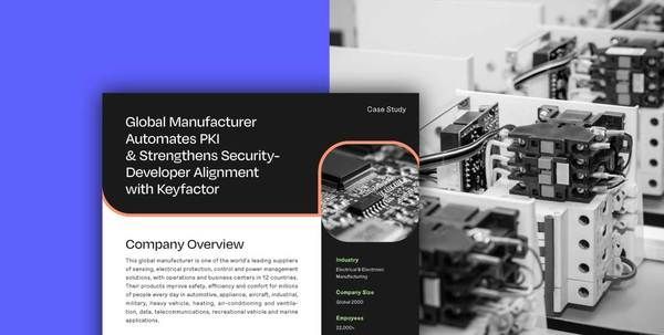 A Global Manufacturer’s Journey to Automating PKI with Keyfactor 

This case study showcases the challenges of managing #PKI in a global manufacturing context. Read the full case study here. buff.ly/4b7SmeK #sponsored #keyfactor_ics #manufacturing #industry40 #icssecurity