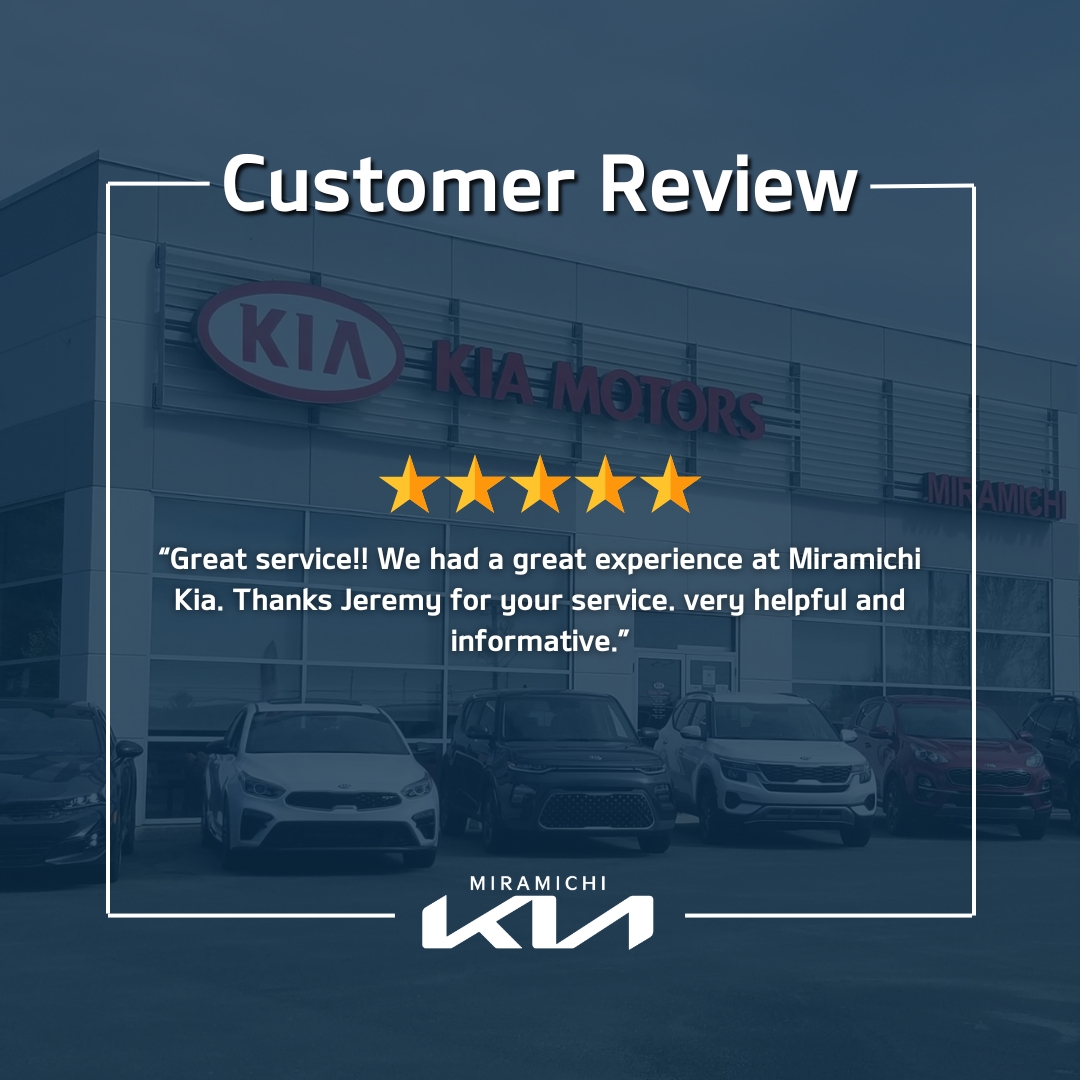 Thank you very much for the wonderful review! We are committed to providing exceptional customer service, and your feedback helps us continually improve.

#miramichikia #newbrunswick #miramichi #kia