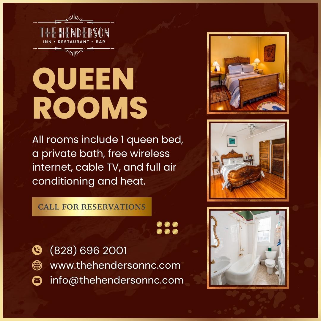 Enjoy a cozy retreat in our Queen Rooms - book now and relax in comfort!

🌐thehendersonnc.com
📞828-696-2001

#TheHendersonInn #BedAndBreakfast #DiningExperience #NCBedAndBreakfast #HendersonvilleNC #BnB #BreakfastGoals