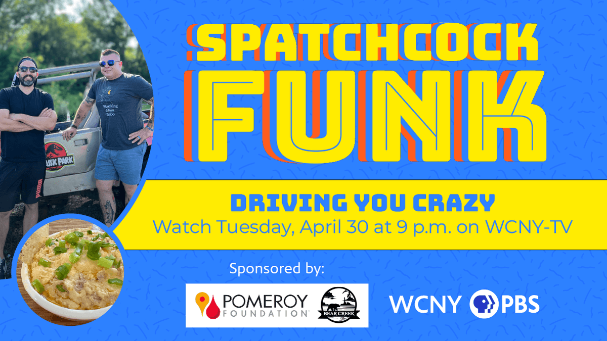 Spatchcock Funk: Driving You Crazy | Watch April 30 at 9 p.m on WCNY-TV The fellas round up their crew and throw a party while enjoying a drive-in movie. They bring along portable cocktails and classic movie favorites that you can make at home and take on the go. @SpatchcockFunk
