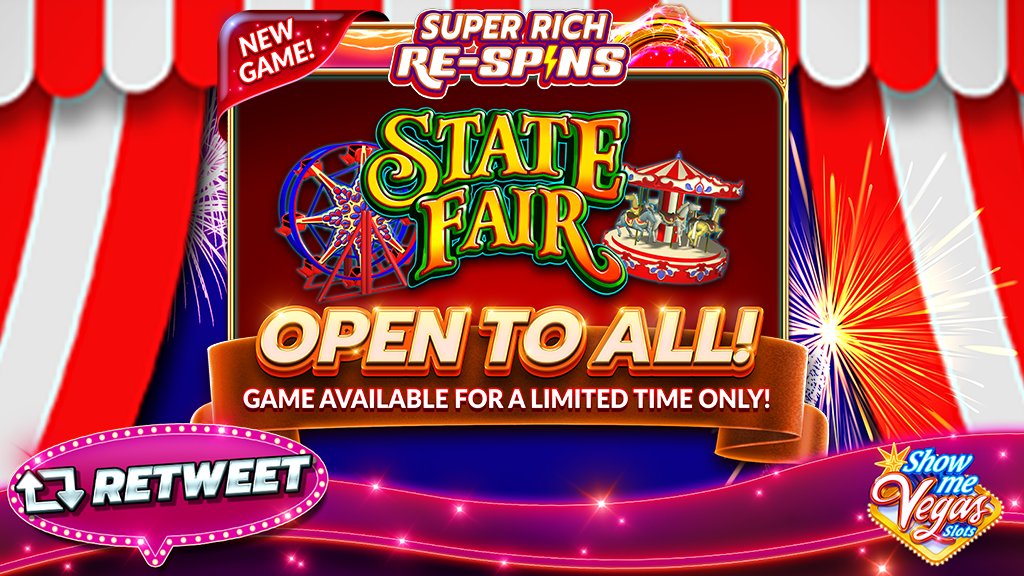 🎰 HOT NEW SLOT GAME LAUNCH! 🔥 OPEN TO ALL Players 🎡🍬🎠 State Fair with Super Rich Re-Spins! 🔥🔥 Like and share this post and collect FREE COINS from our team 💰 Play NOW! ▶️ link.showmevegasslots.com/dr0m
#Casino #ShowMeVegasSlots #Slots #NewGame #StateFair #FreeCoins #opentoall